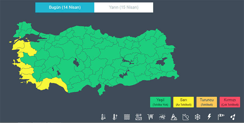 Muğla için sarı kodlu toz uyarısı