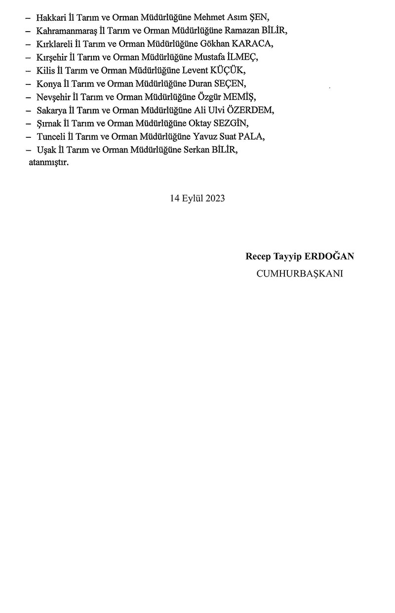 Cumhurbaşkanı Recep Tayyip Erdoğan imzasıyla kamuda görevden almalar ve atamalar yapıldı 11