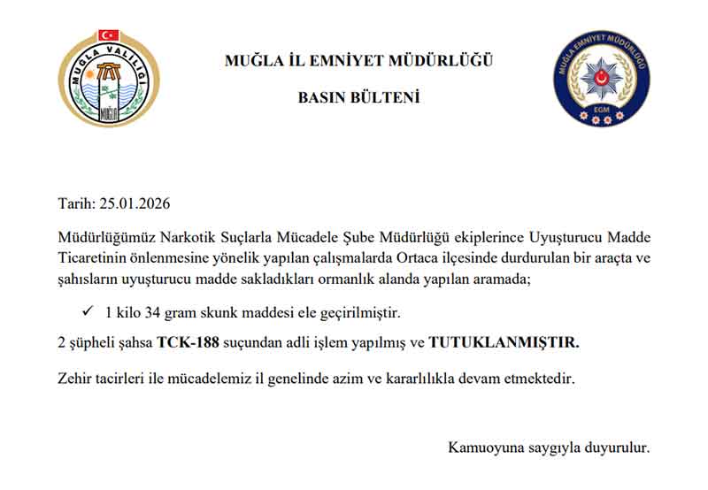 Ortaca uyuşturucu operasyonu, 26 Ocak 2026