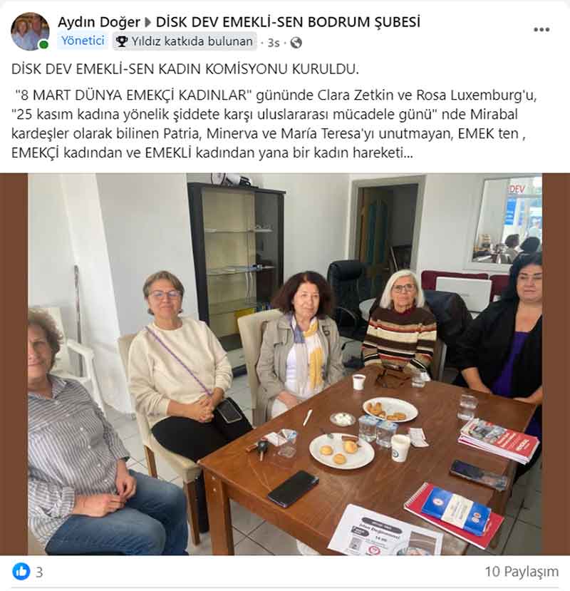 DİSK Dev Emekli-Sen Bodrum Kadın Komisyonu, Kasım 2025