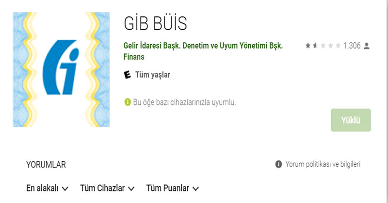 GİB BUIS uygulaması
