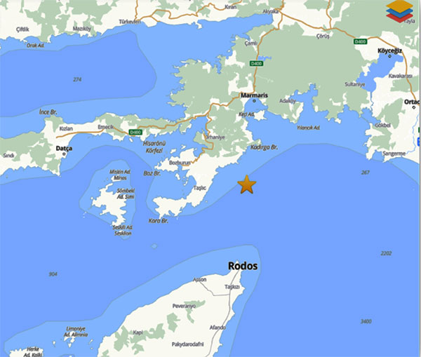 Marmaris açıklarında şiddetli deprem, 3 Haziran 2025