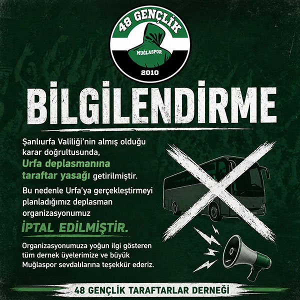 Muğlaspor 48 Gençlik Derneği duyurusu, 29 Nisan 2026