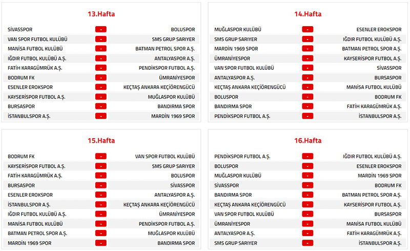 Trendyol 1. Lig 2026-2027 sezonu fikstur 4